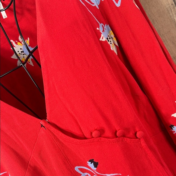 Free people  Red Floral Long Sleeve Dress - Picture 5 of 16